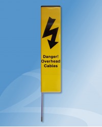 Info Post (Type 8B) YELLOW - Danger! Overhead Cables