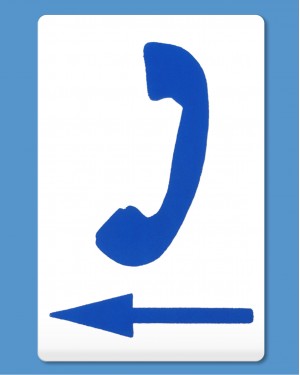 Telephone Symbol Blue, Arrow Left (self-adhesive)