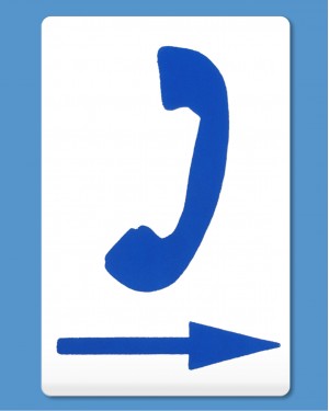 Telephone Symbol Blue, Arrow Right (self-adhesive)